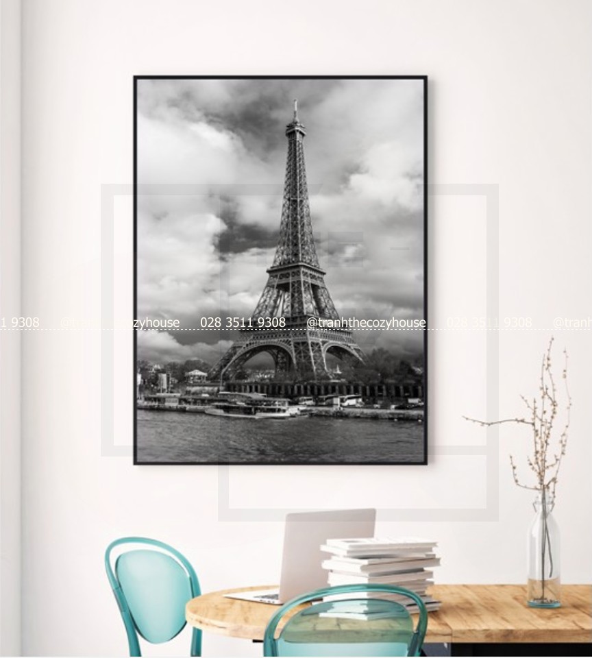 Tranh Tháp Eiffel Trắng Đen
